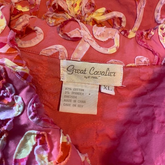 Great Cavalier by St Paul pink  yellow floral jacket size XL - Picture 4 of 9